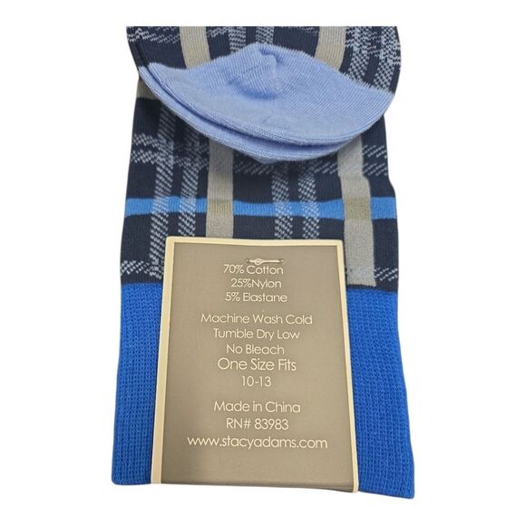 STACY ADAMS MENS WINDOWPANE DRESS SOCK. ROYAL GRAY. SAS 348-3 - Picture 3 of 3